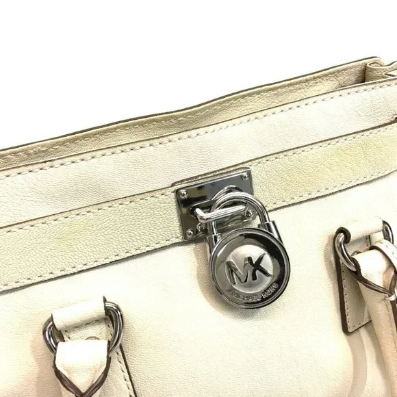 MICHAEL KORS Hamilton Satchel Hand Bag Shoulder Bag 2way bag Off-White - Picture 3 of 9